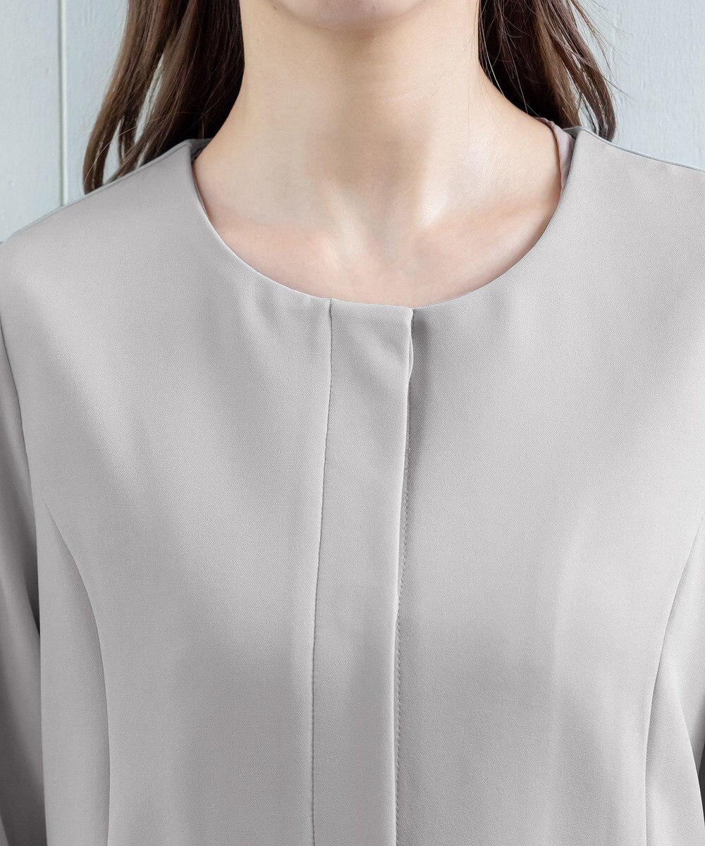 Tiaclasse 【ダブルストレッチ・洗える】ノーカラーAラインコート 