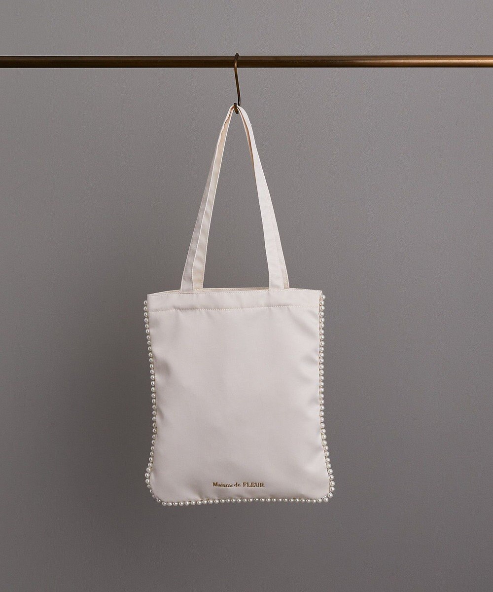 Maison de FLEUR サテンパールブレードトートバッグ 