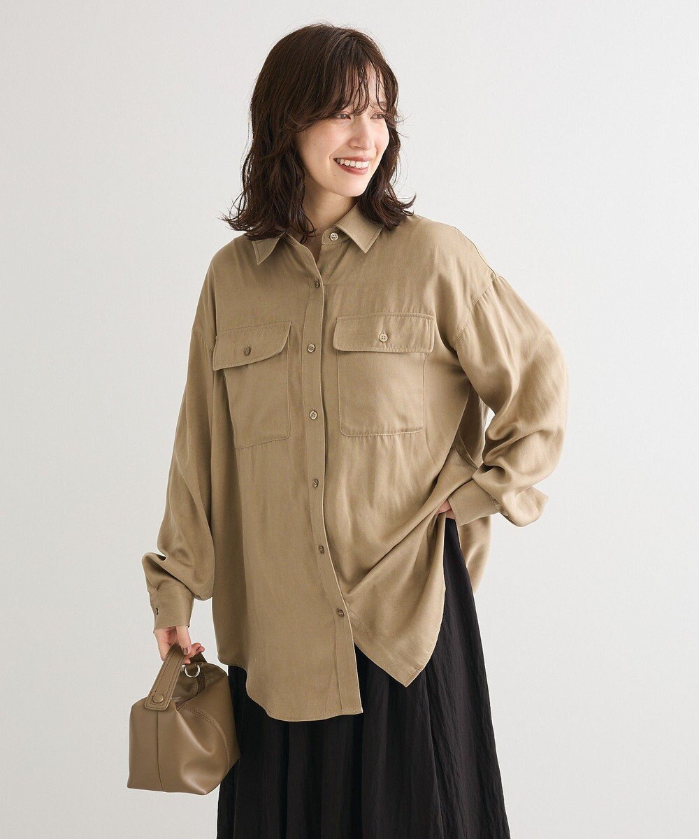 Green Parks ・ＳＵＧＡＲ　ＳＰＯＯＮ　サテンオーバーシャツ 