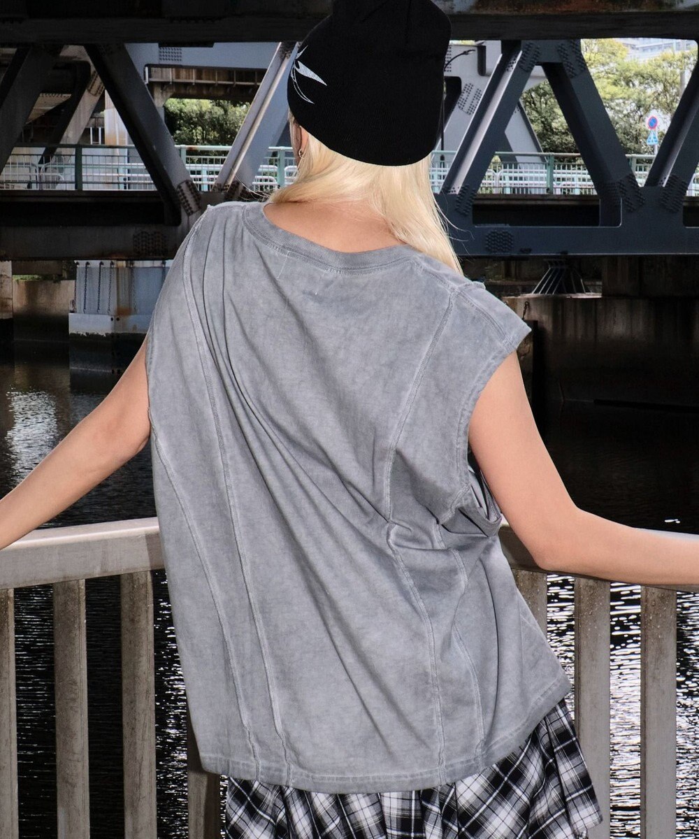 WEGO 【ユニセックス着用ITEM/MLサイズ展開】コールドダイスウィッチングロゴノースリーブ 