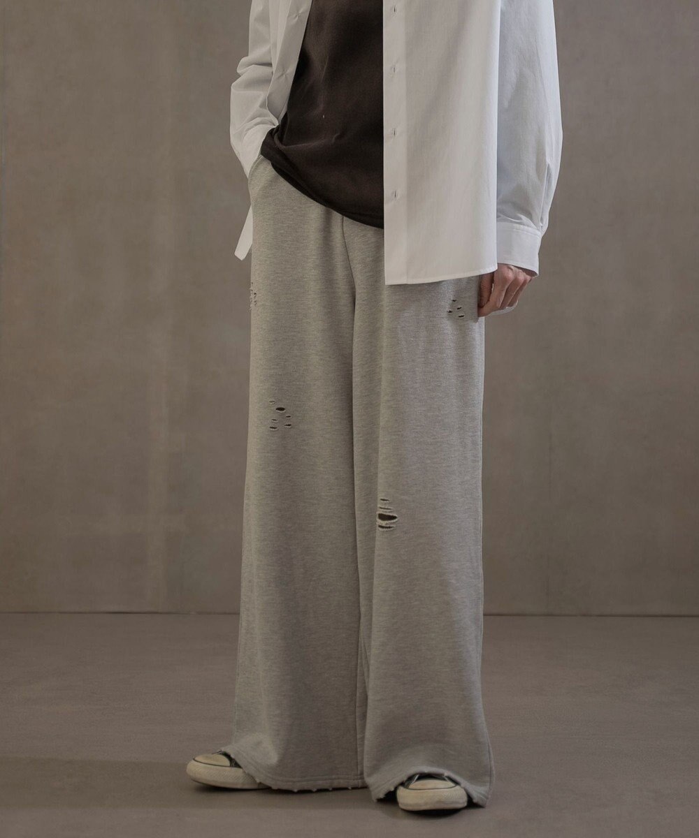 WEGO 【ウエストゴム】ダメージスウェットバギーパンツ 