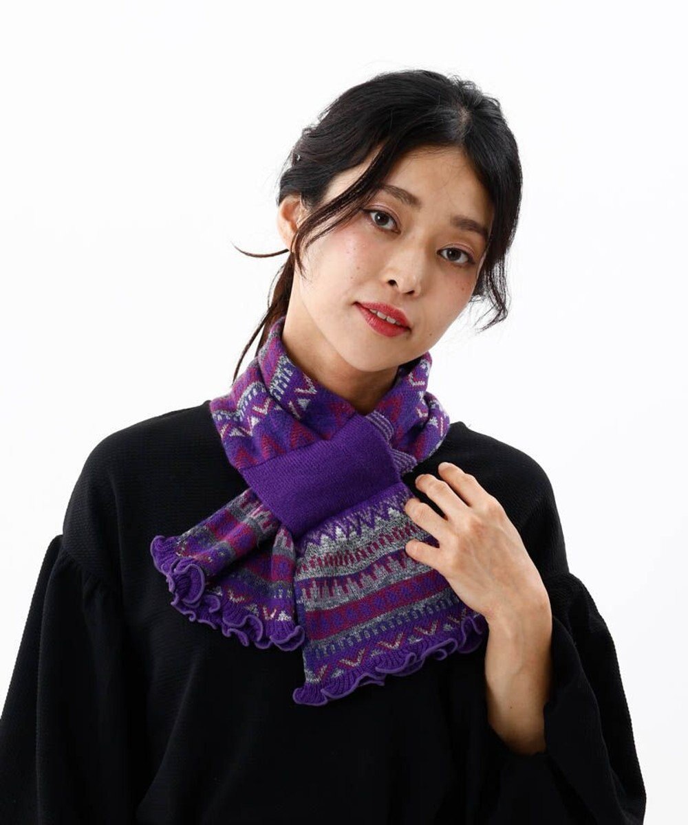 AURORA 【 ANNA SUI（アナ スイ）】ジャカードキャンディーマフラー(WASH) 