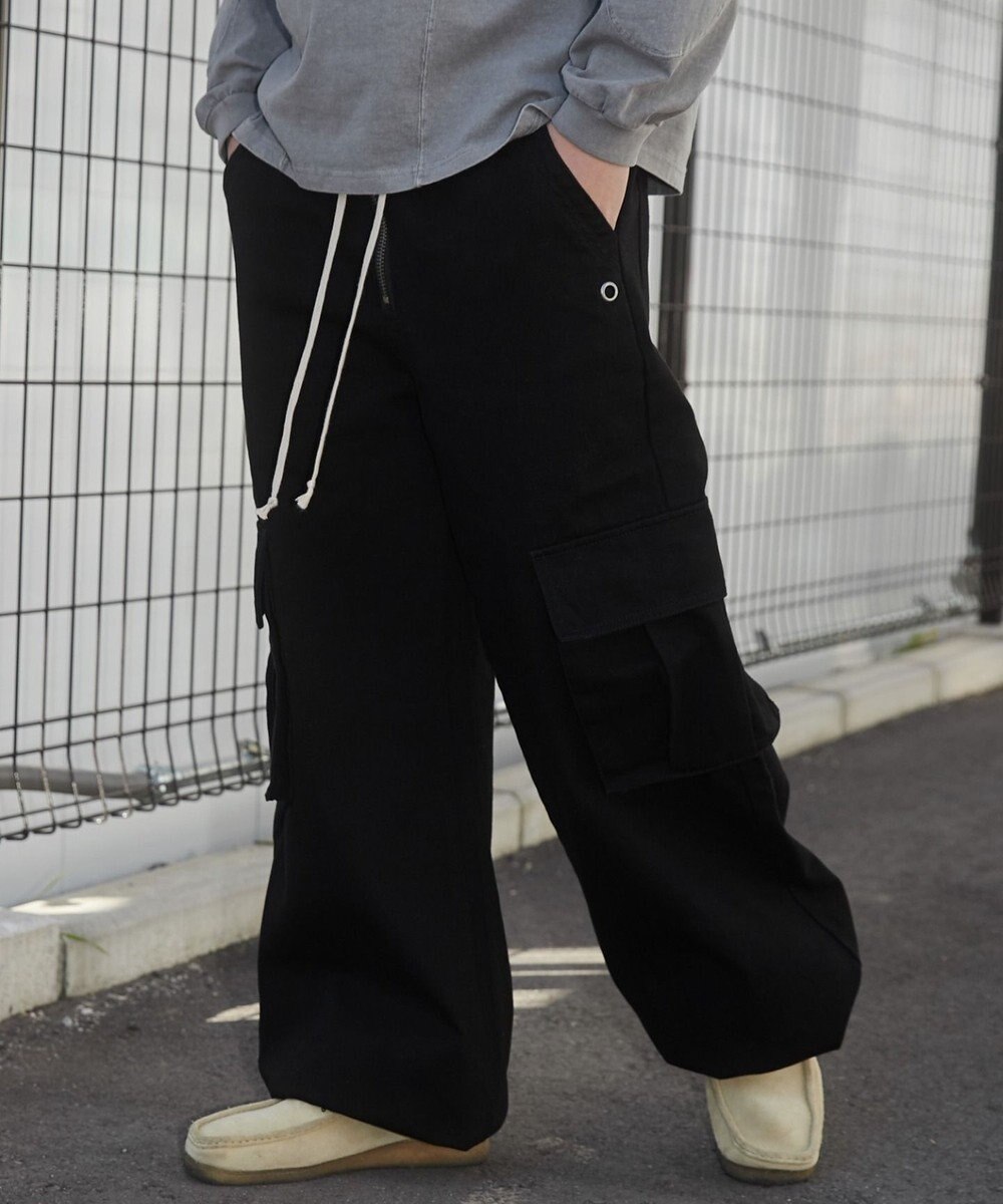 WEGO 【ウエストゴム】スーパーフレアカーゴパンツ 