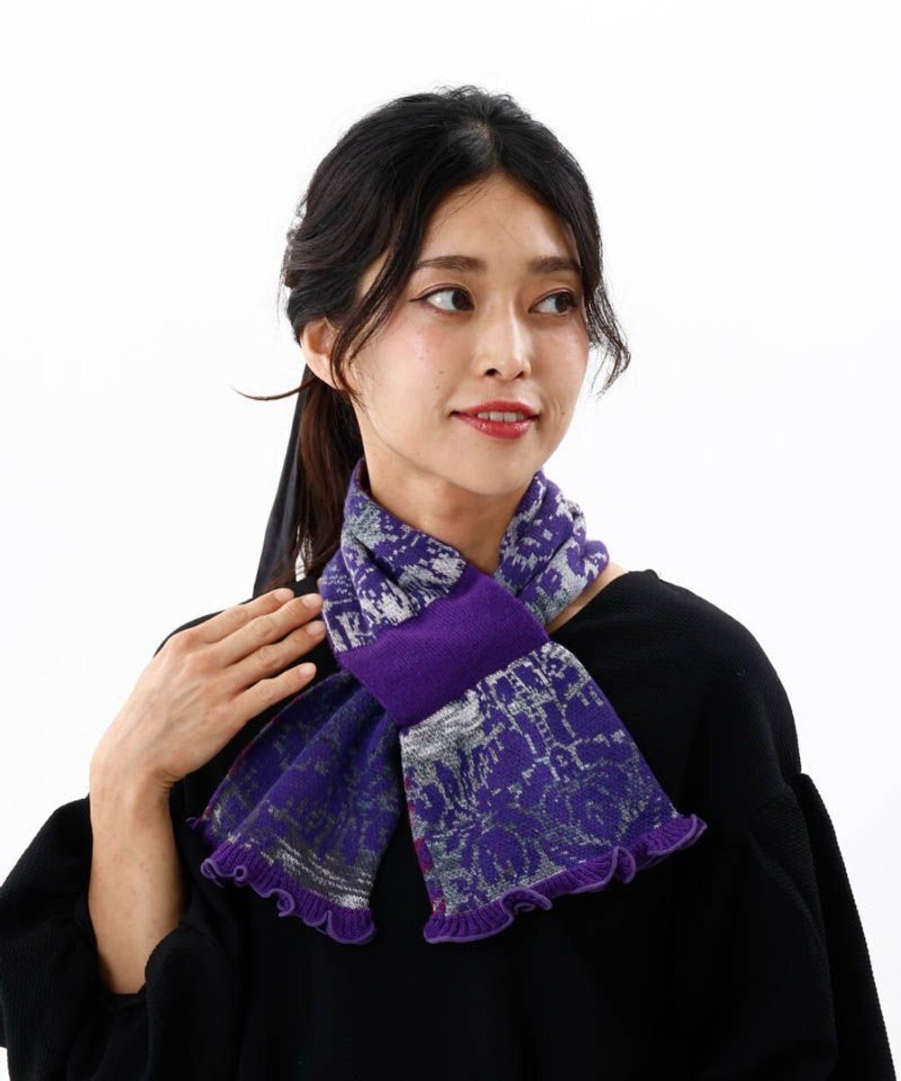 AURORA 【 ANNA SUI（アナ スイ）】ジャカードキャンディーマフラー(WASH) 