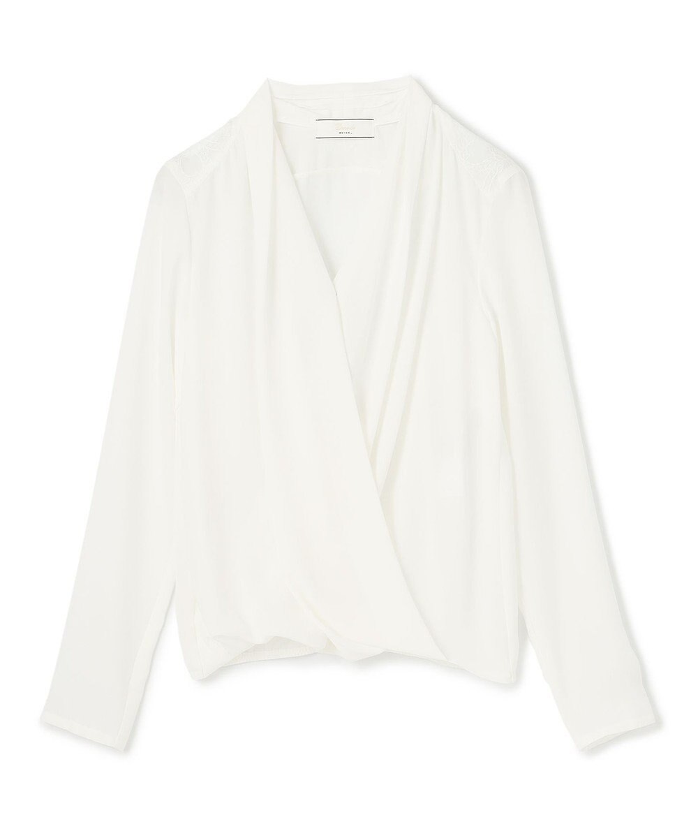 BEIGE， OLIVE / カシュクールロングスリーブブラウス 