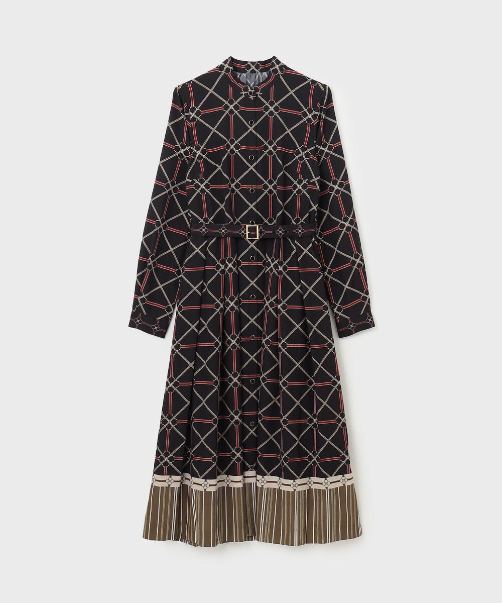 GRACE CONTINENTAL チェーンベルトプリントワンピース 