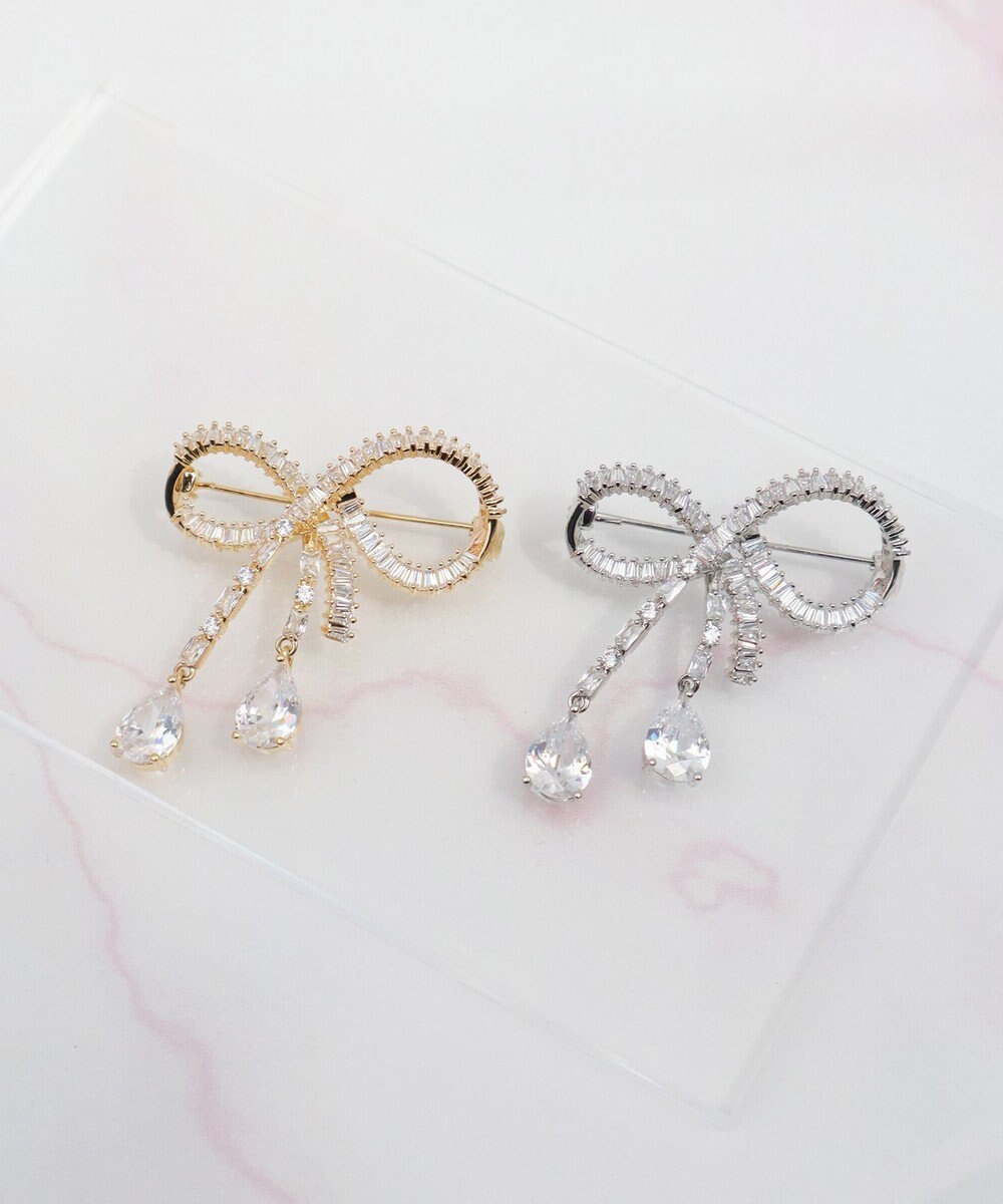 Tiaclasse 【安田美沙子さん着用】キュービックリボンモチーフブローチ 