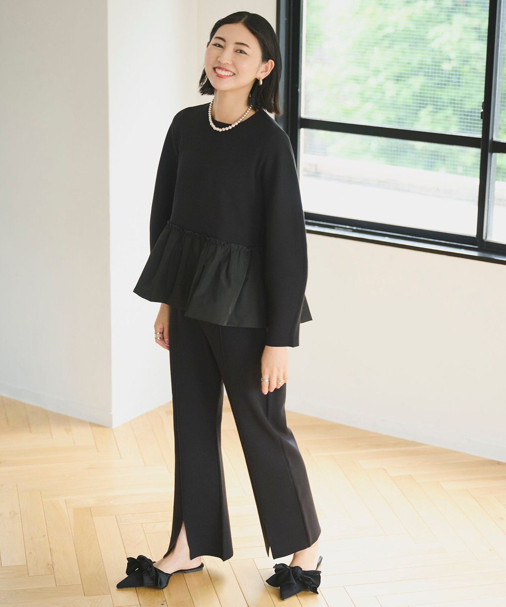 #Newans 【洗える】コンビネーションペプラムチュニックニット 