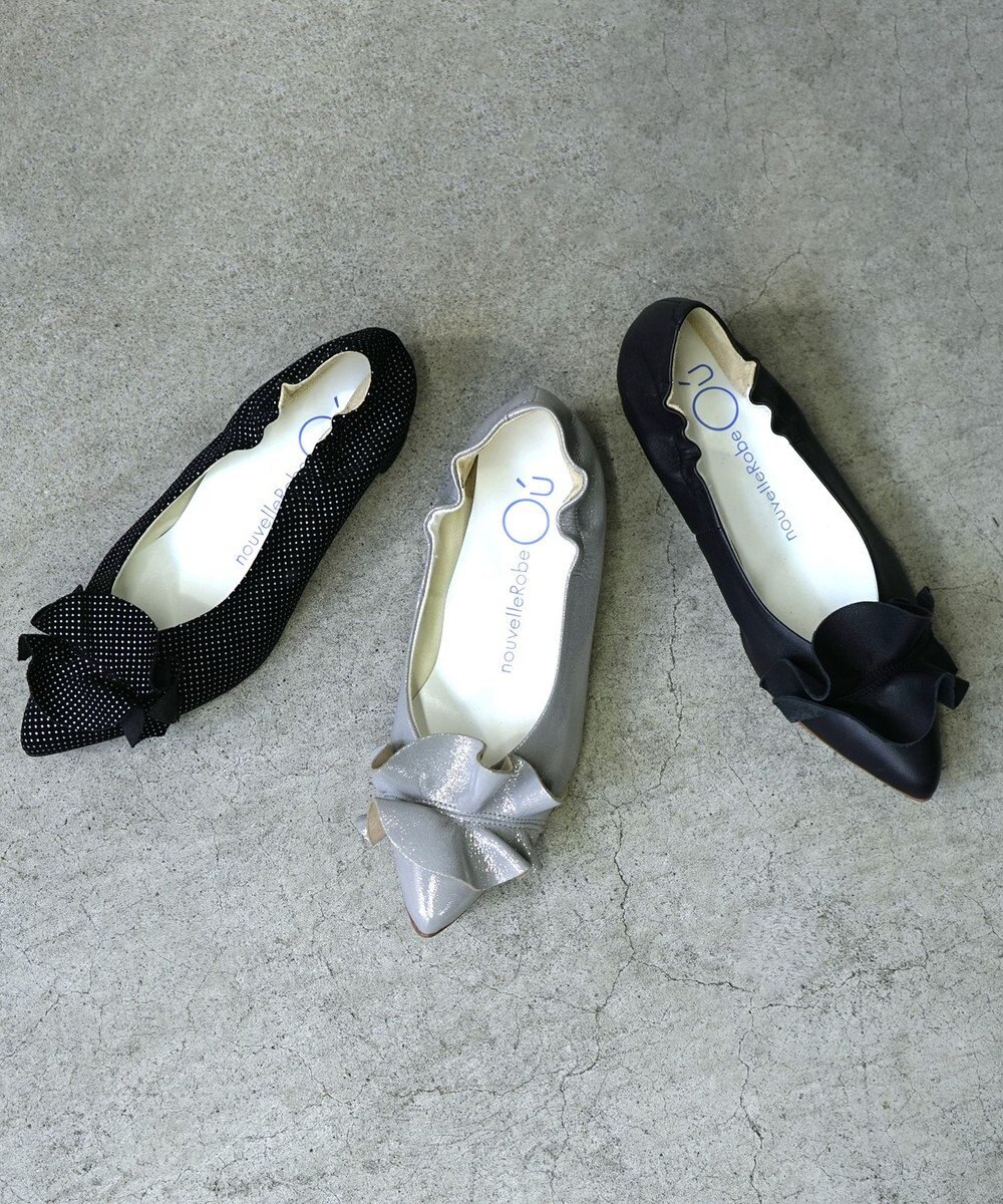 nouvelleRobe Oū 新色追加【本革・高反発】Ruffles ポインテッドトゥ ヒールパンプス 