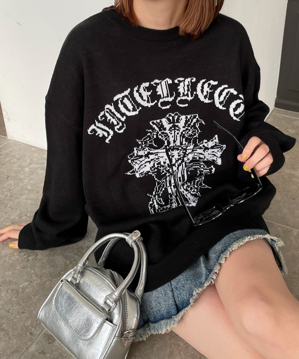 WEGO グラフィックBIGニットプルオーバー 