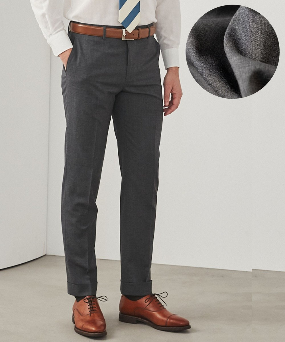 GOTAIRIKU ロングセラー【洗える/折り目加工/シワになりにくい/ウエストアジャスター】ウォッシャブル サマーウール100％パンツ_定番色(ノータック)25年モデル 