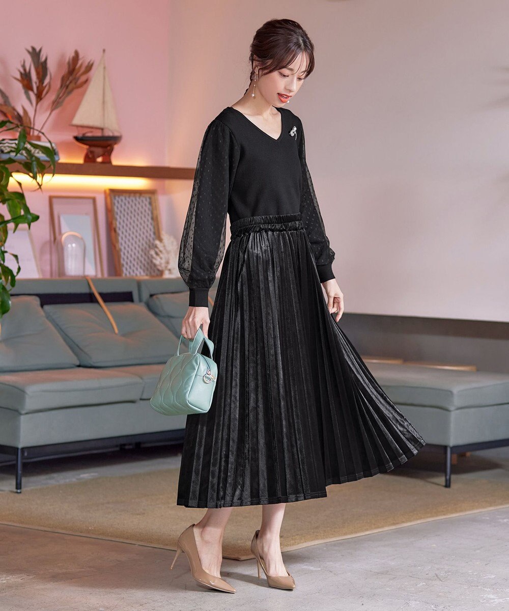 Tiaclasse 【安田美沙子さん着用】ベロアプリーツスカート 