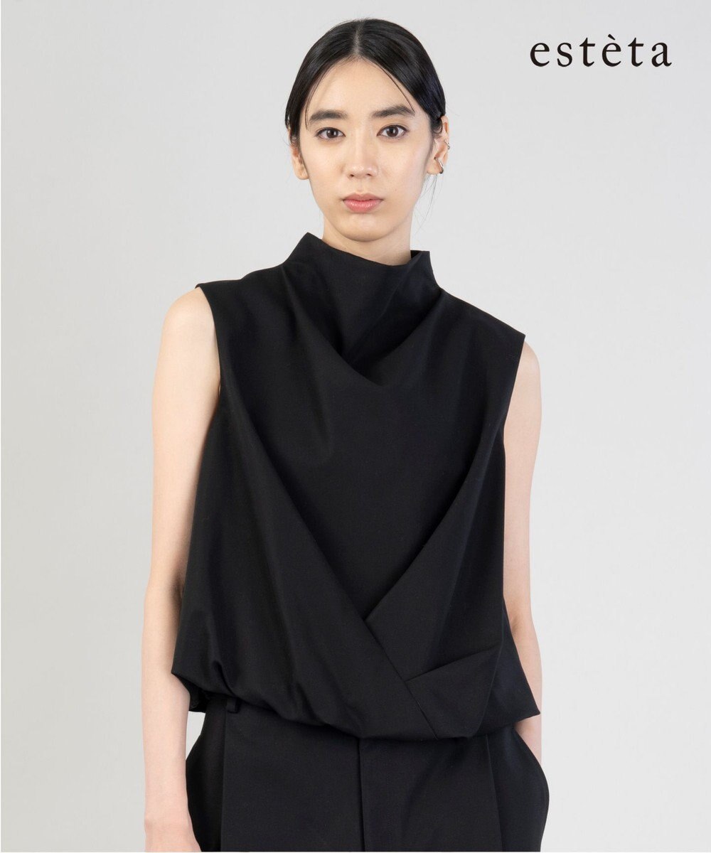 23区 L 【エステータ】コットンダブルクロス ノースリーブブラウス 