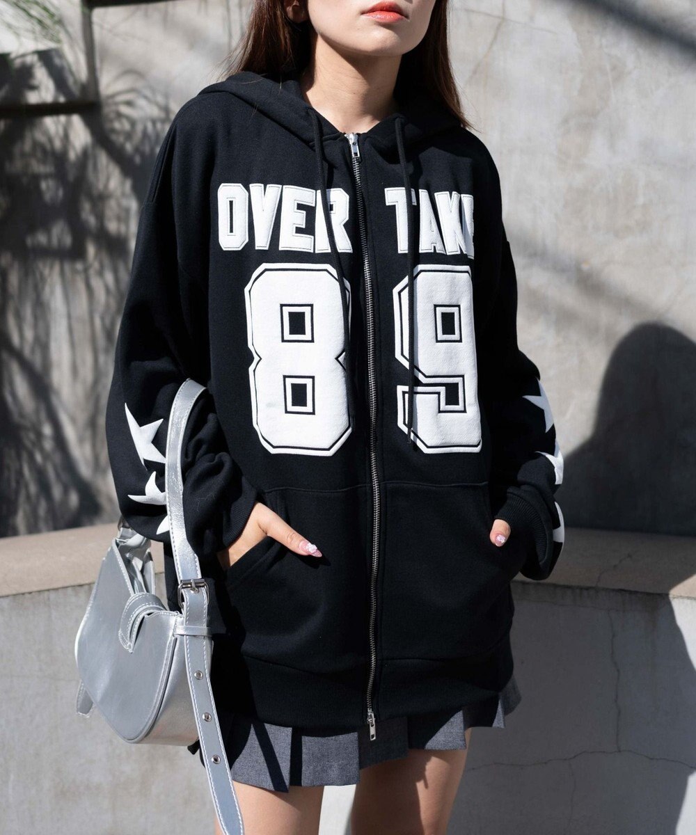 WEGO ナンバリング裏起毛BIGジップパーカー 