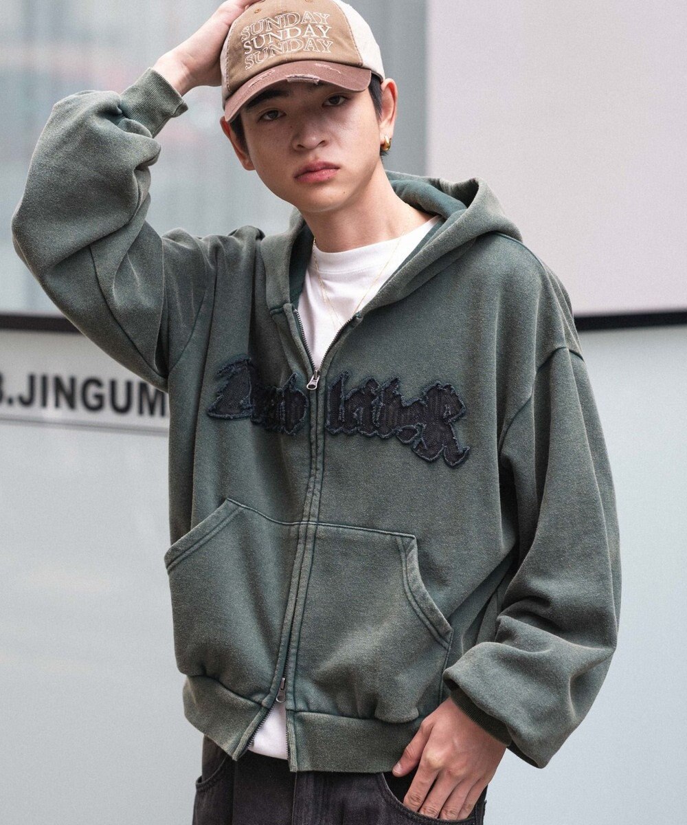 WEGO 【ユニセックス着用ITEM/MLサイズ展開】ショートグラフィックZIPパーカー 