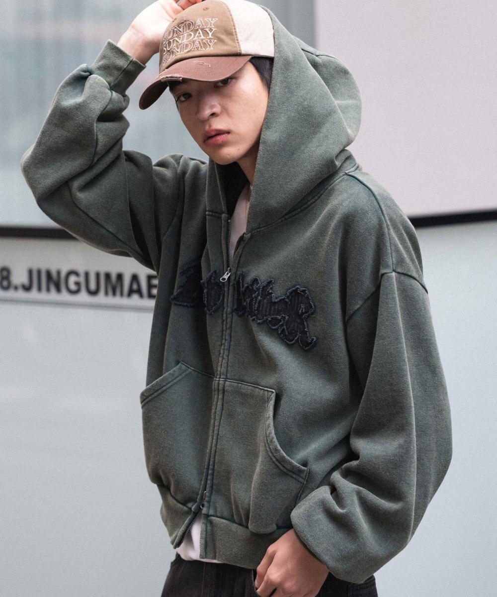 WEGO 【ユニセックス着用ITEM/MLサイズ展開】ショートグラフィックZIPパーカー 