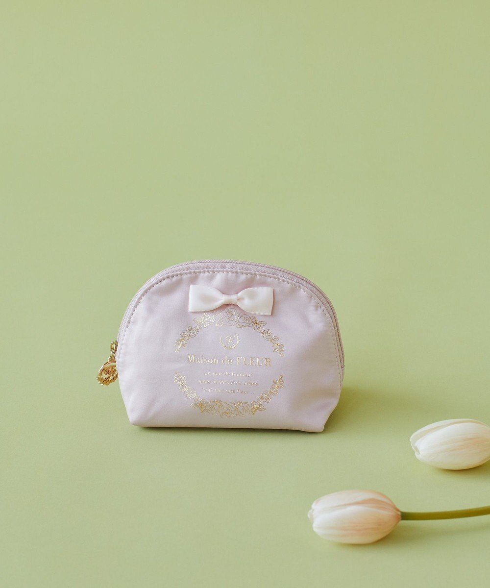 Maison de FLEUR サテンリボンラウンドポーチ 