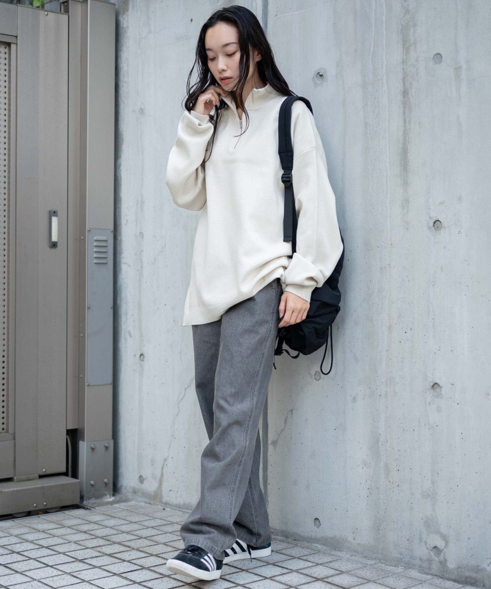 WEGO 【ユニセックス着用ITEM/ウエストゴム/SMLサイズ展開】デニムイージーストレートパンツ 