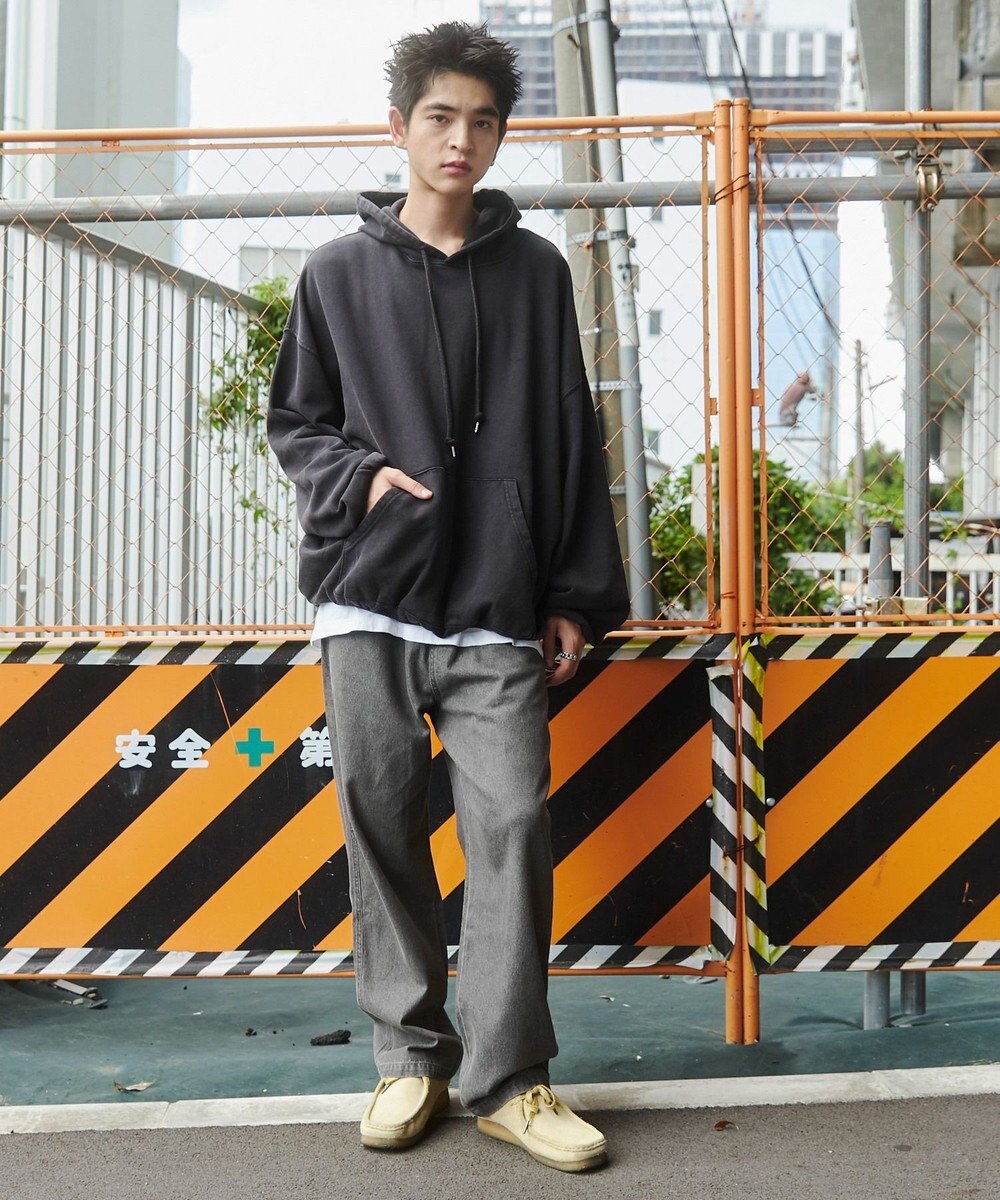 WEGO 【ユニセックス着用ITEM/ウエストゴム/SMLサイズ展開】デニムイージーストレートパンツ 