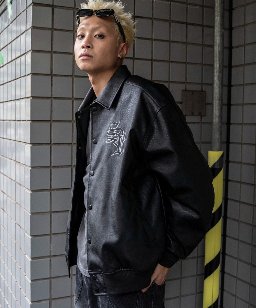 WEGO エコレザーグラフィックジャケット 