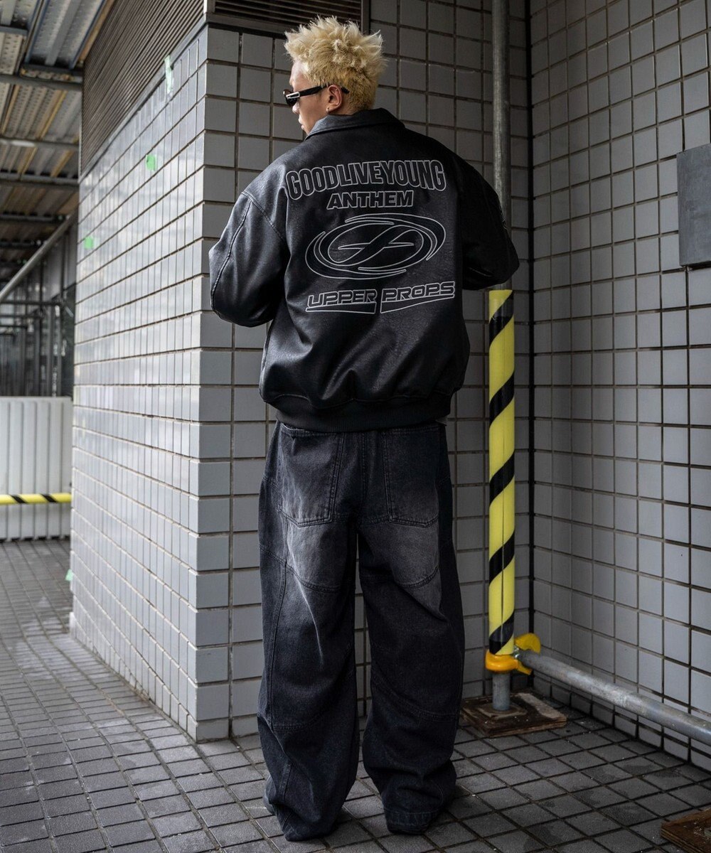 WEGO エコレザーグラフィックジャケット 