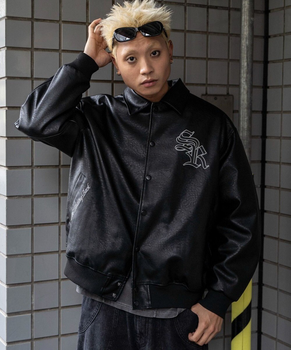 WEGO エコレザーグラフィックジャケット 