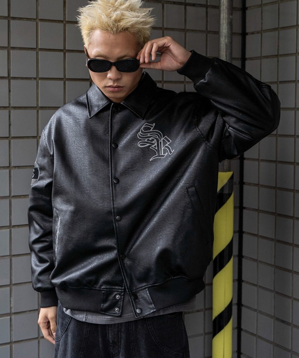 WEGO エコレザーグラフィックジャケット 