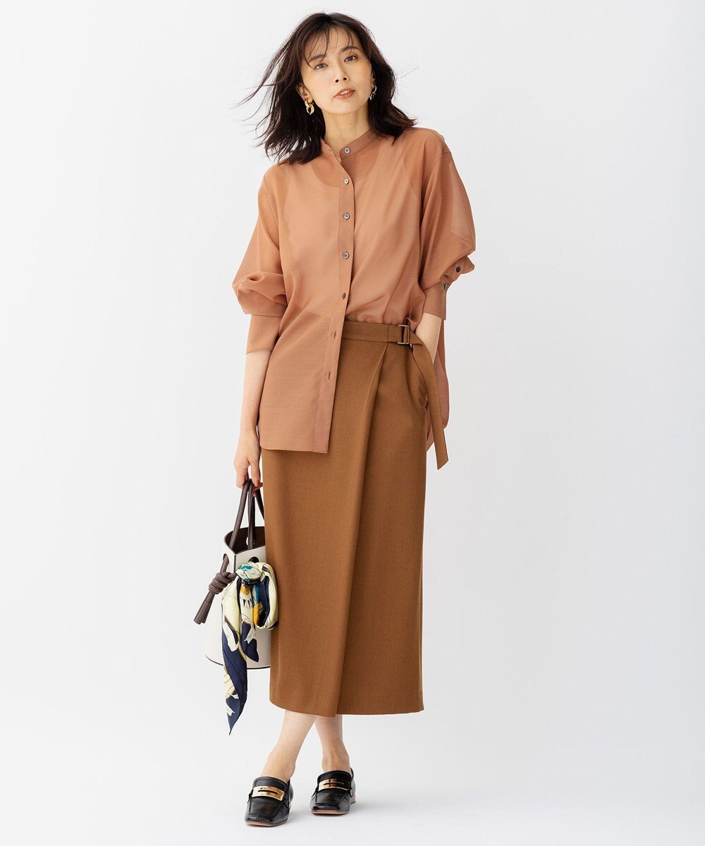 23区 S ウールシアーボイル バンドカラー シャツ 