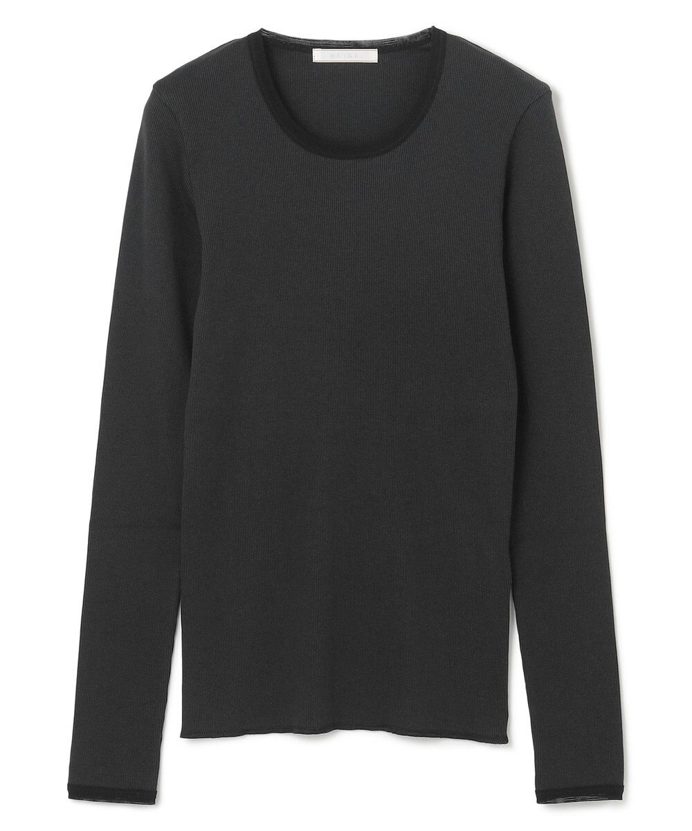 BEIGE， 【BEIGE,ecru/WEB限定・洗える】RIB TOPS /  コットンシルクロングスリーブトップス 