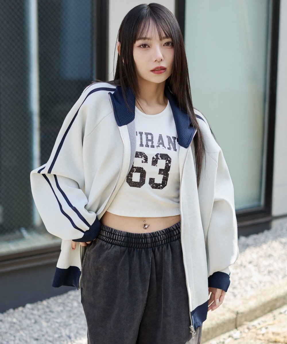 WEGO 【ユニセックス着用ITEM】ライントラックニットジャケット 