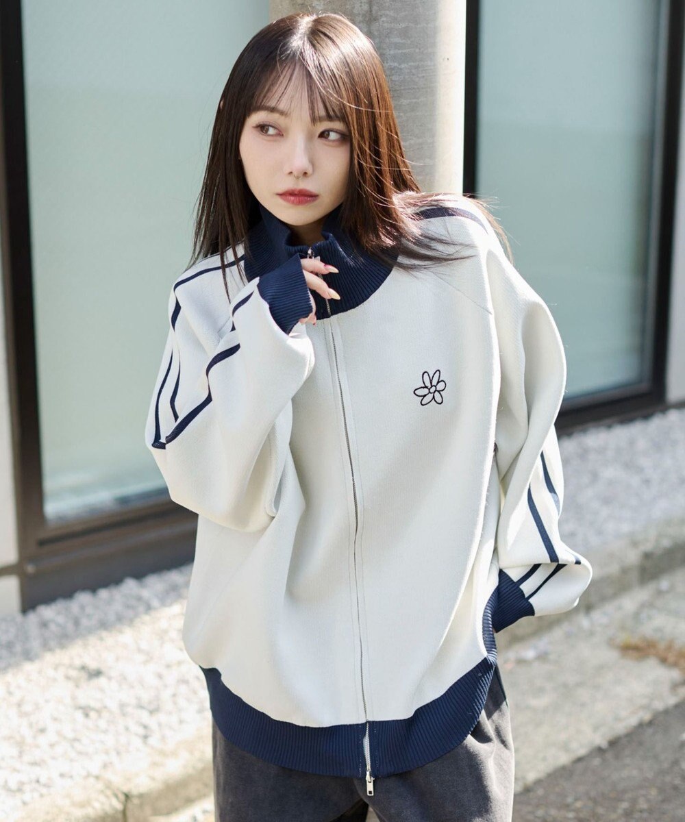 WEGO 【ユニセックス着用ITEM】ライントラックニットジャケット 