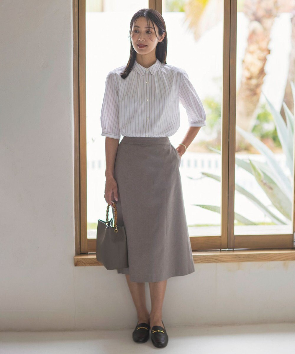 J.PRESS LADIES S 【洗える】麻ポリエステルストレッチ スカート 