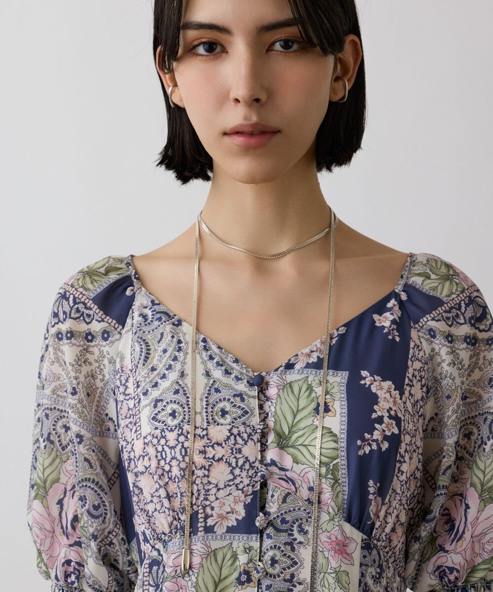 GRACE CONTINENTAL スカーフプリントドレス 