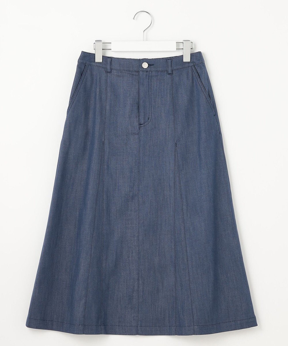 J.PRESS LADIES 【洗える】セルロースシャンブレー フレアー スカート 