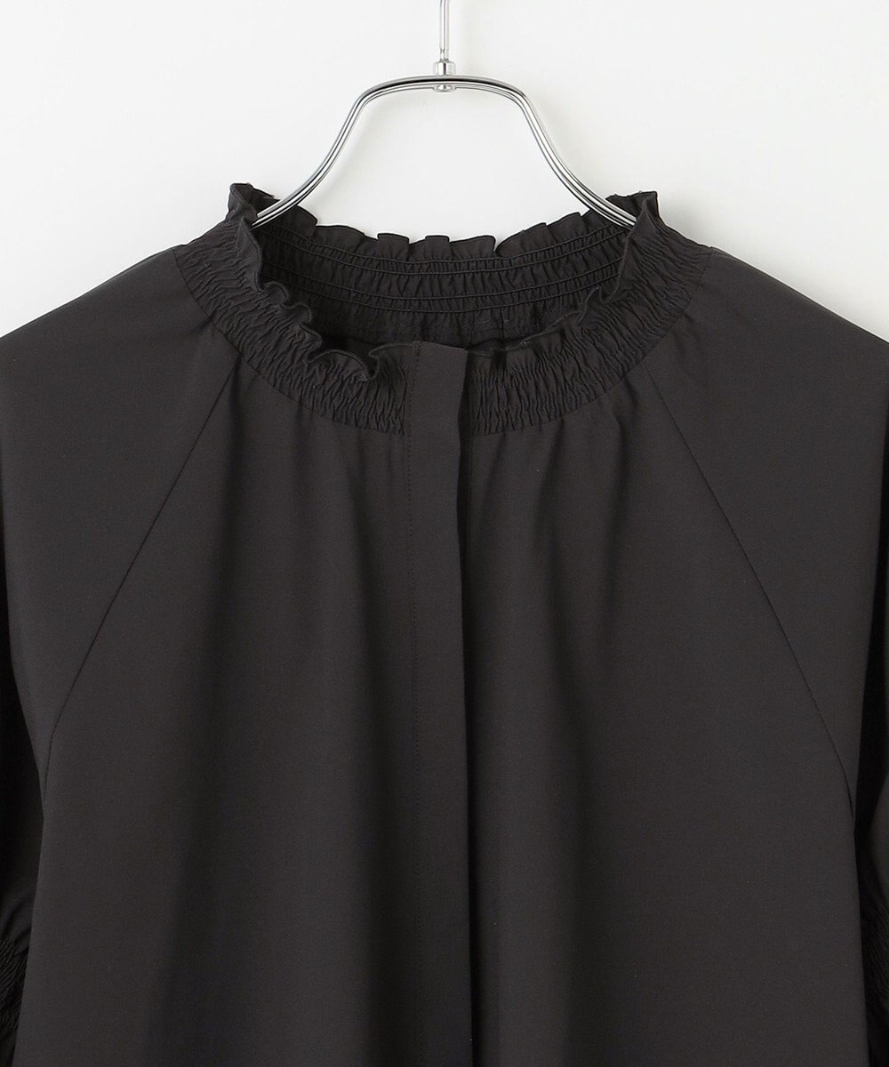 #Newans 【洗濯機可／撥水】シャーリングネック ボリュームスリーブシャツ 