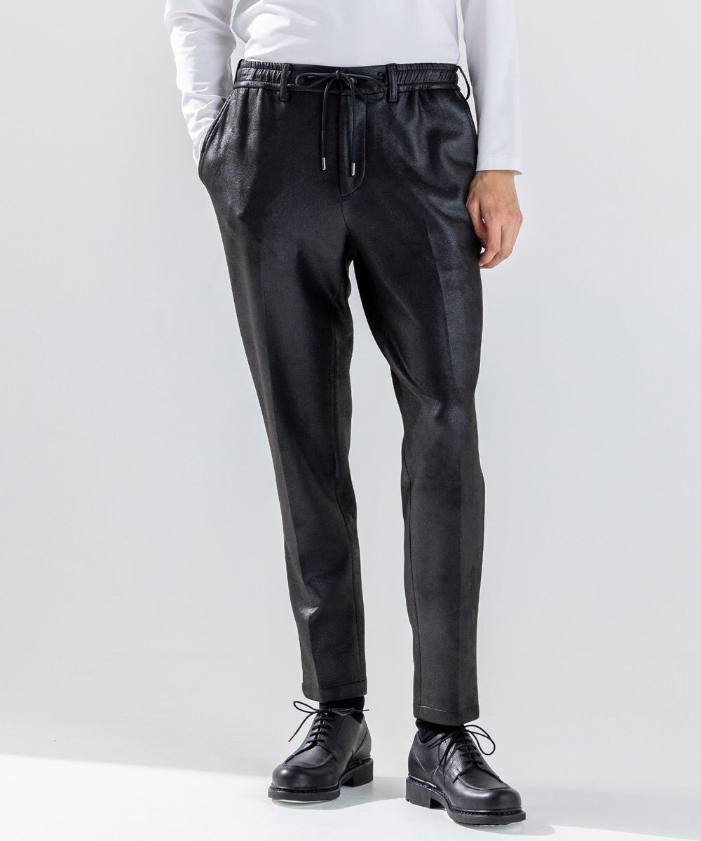 JOSEPH HOMME 新素材【ストレッチ/光沢感】レザーライクジャージードロスト付きテーパードパンツ / PEGG CONVERTIBLE 