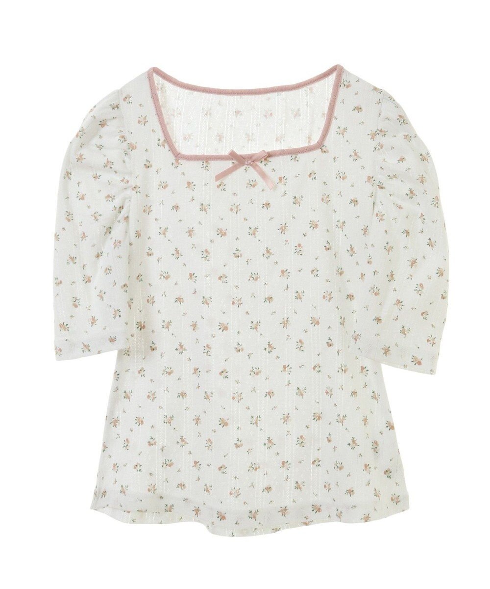 earth music&ecology フロントリボンパフスリーブプルオーバー 