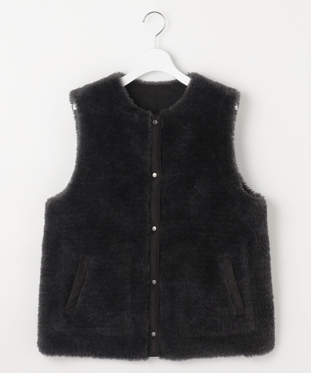 自由区 リバーシブルエコメリノムートン ジレ 