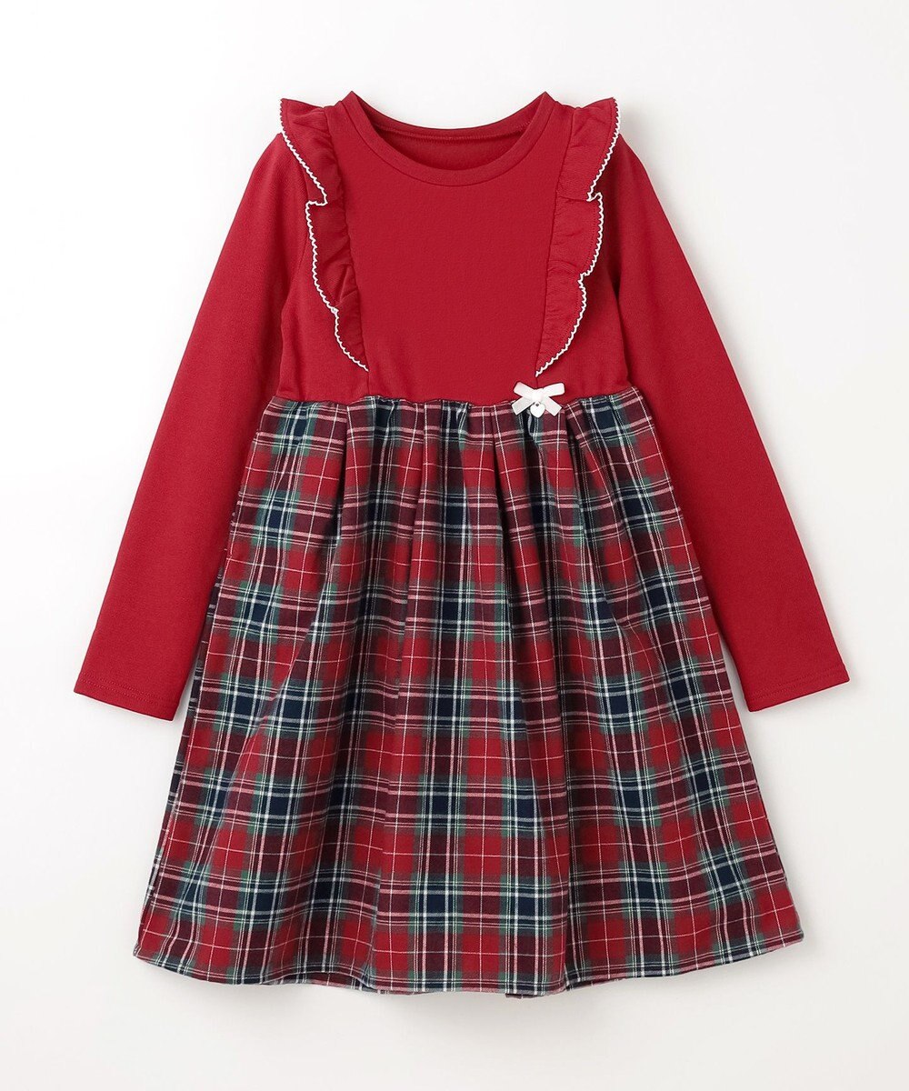 ANY KIDS チェック柄 ドッキング ワンピース 