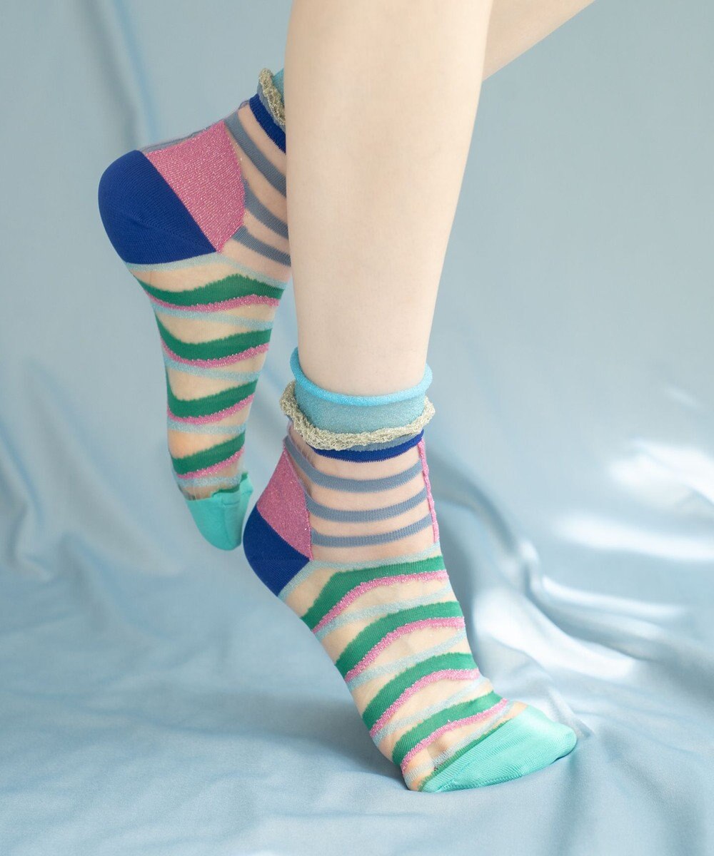 COQ WAVE ECHO シアーボーダーソックス 