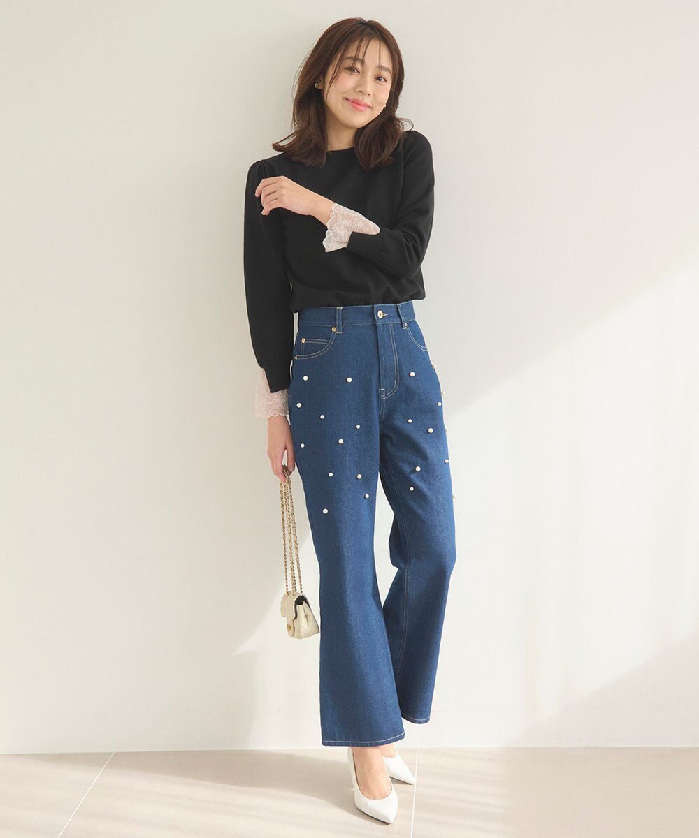 Feroux ランダムパールデニム パンツ 