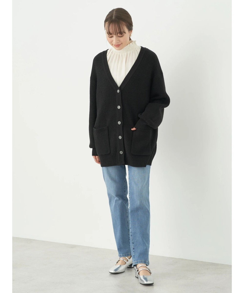 earth music&ecology アンチピリング畦Ｖネックカーディガン 