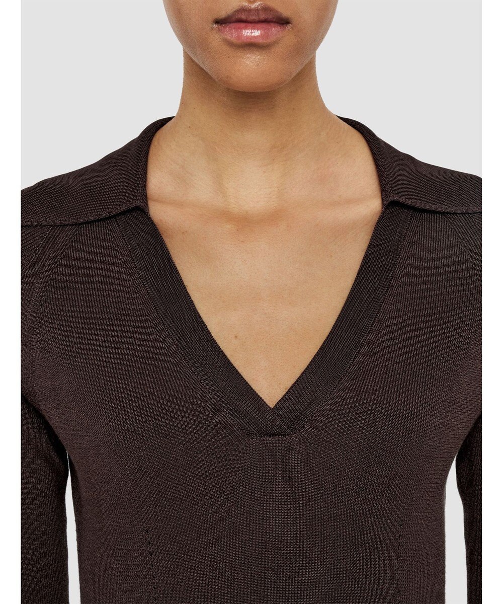 JOSEPH 【洗える】サティニーリブ　ロングスリーブポロニット 