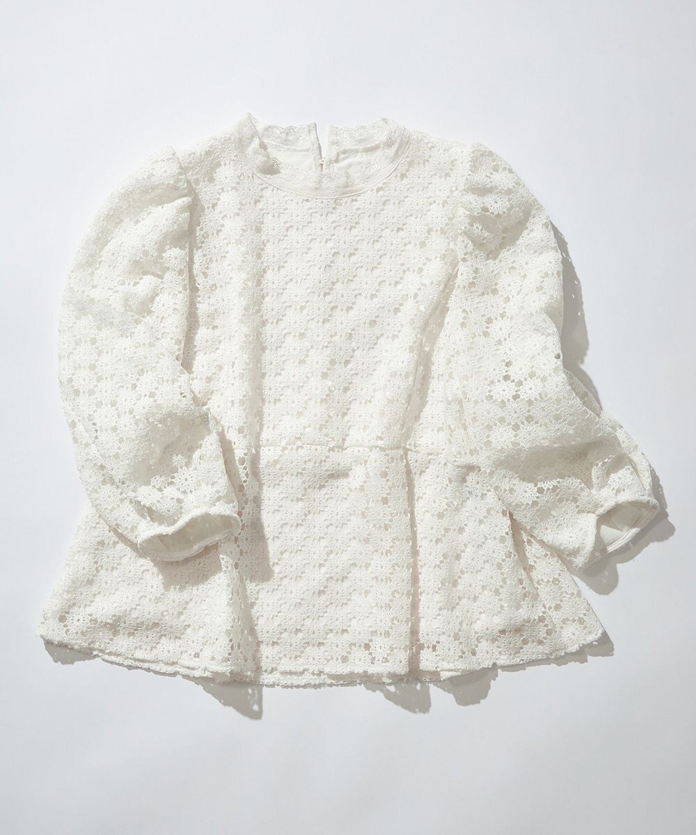 組曲 S 【WEB限定】フラワーレース ペプラムトップス 