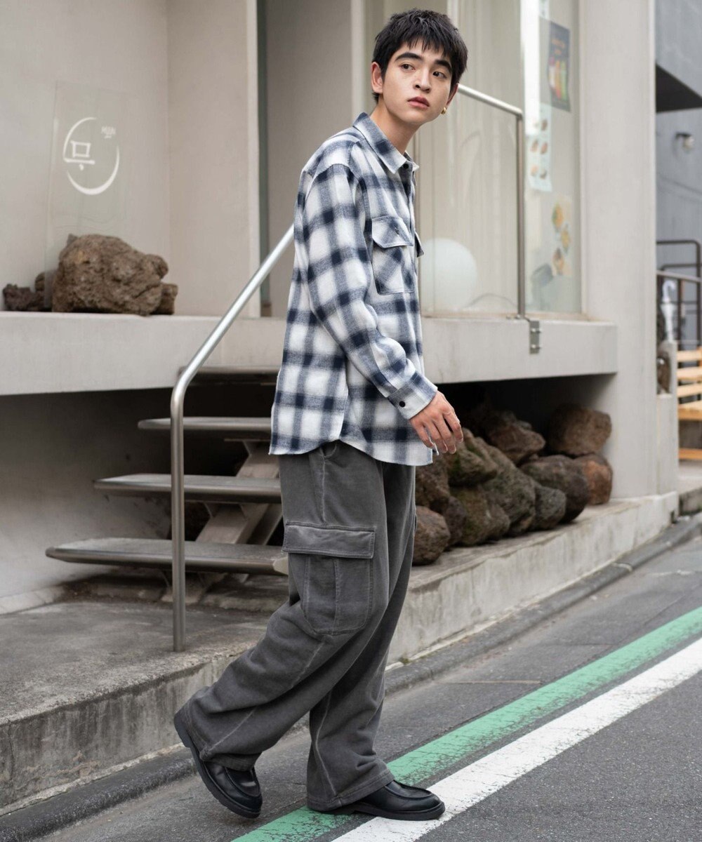 WEGO 【ユニセックス着用ITEM/ウエストゴム/MLサイズ展開】ワイドスウェットカーゴパンツ 