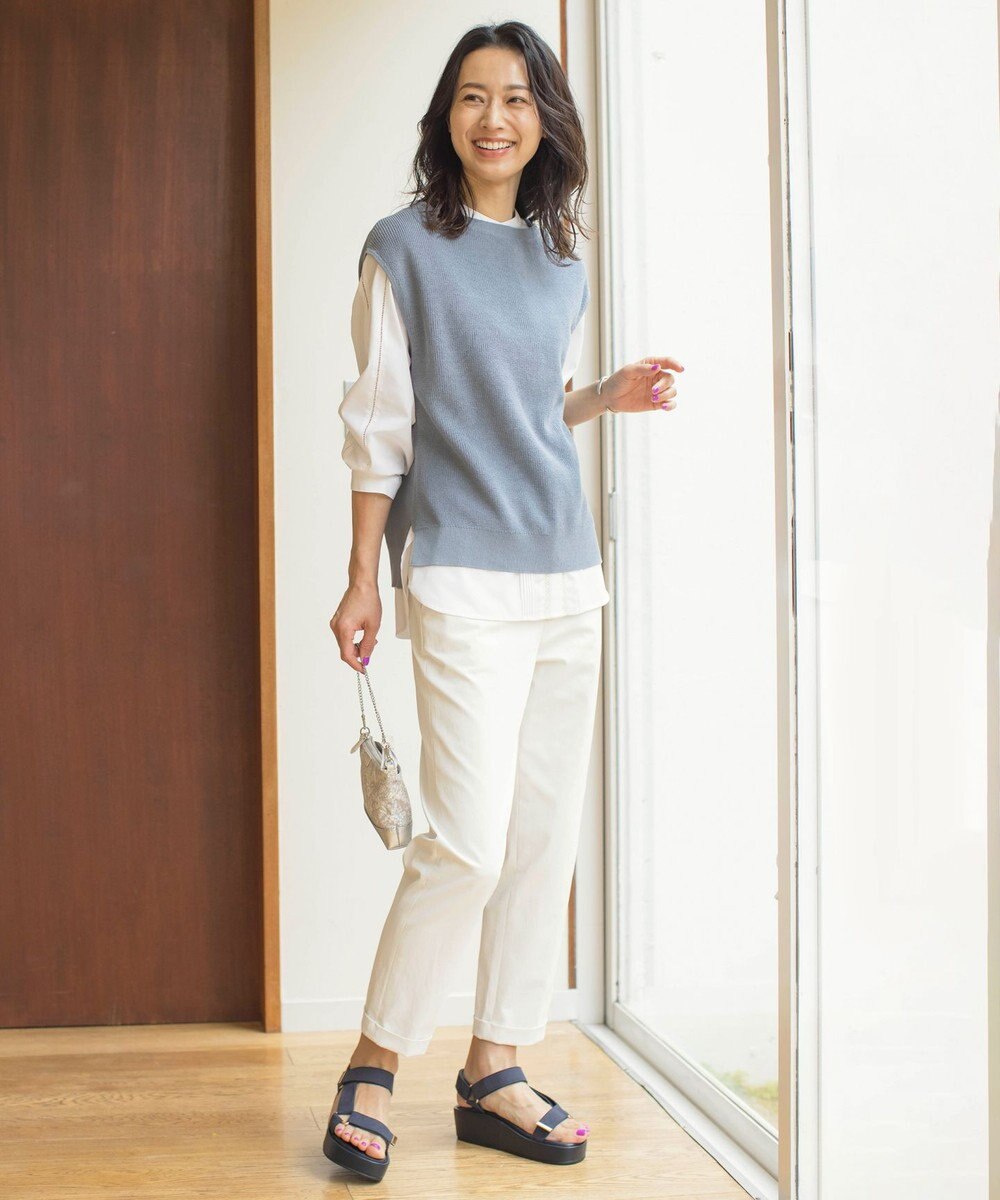 J.PRESS LADIES L 【洗える】GIMA COTTON ニット ベスト 