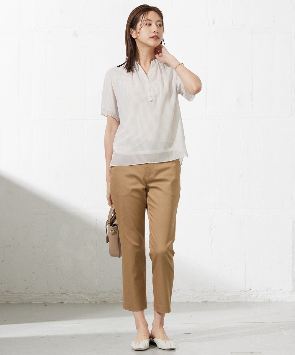 J.PRESS LADIES L 【洗える】シャンブレーサテン テーパード パンツ 