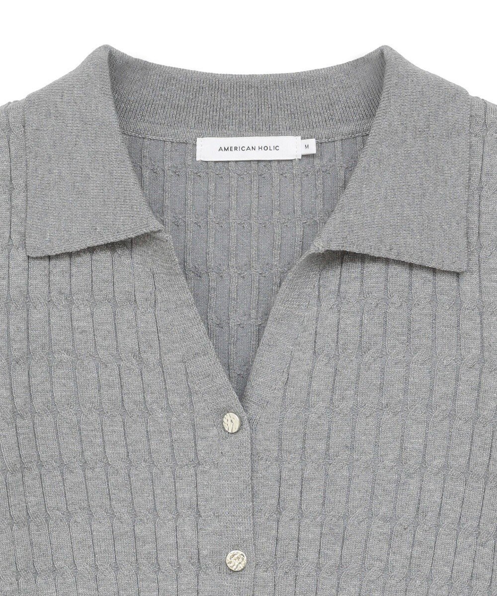 AMERICAN HOLIC 【2WAY】金ボタン衿付きケーブルプルオーバー 
