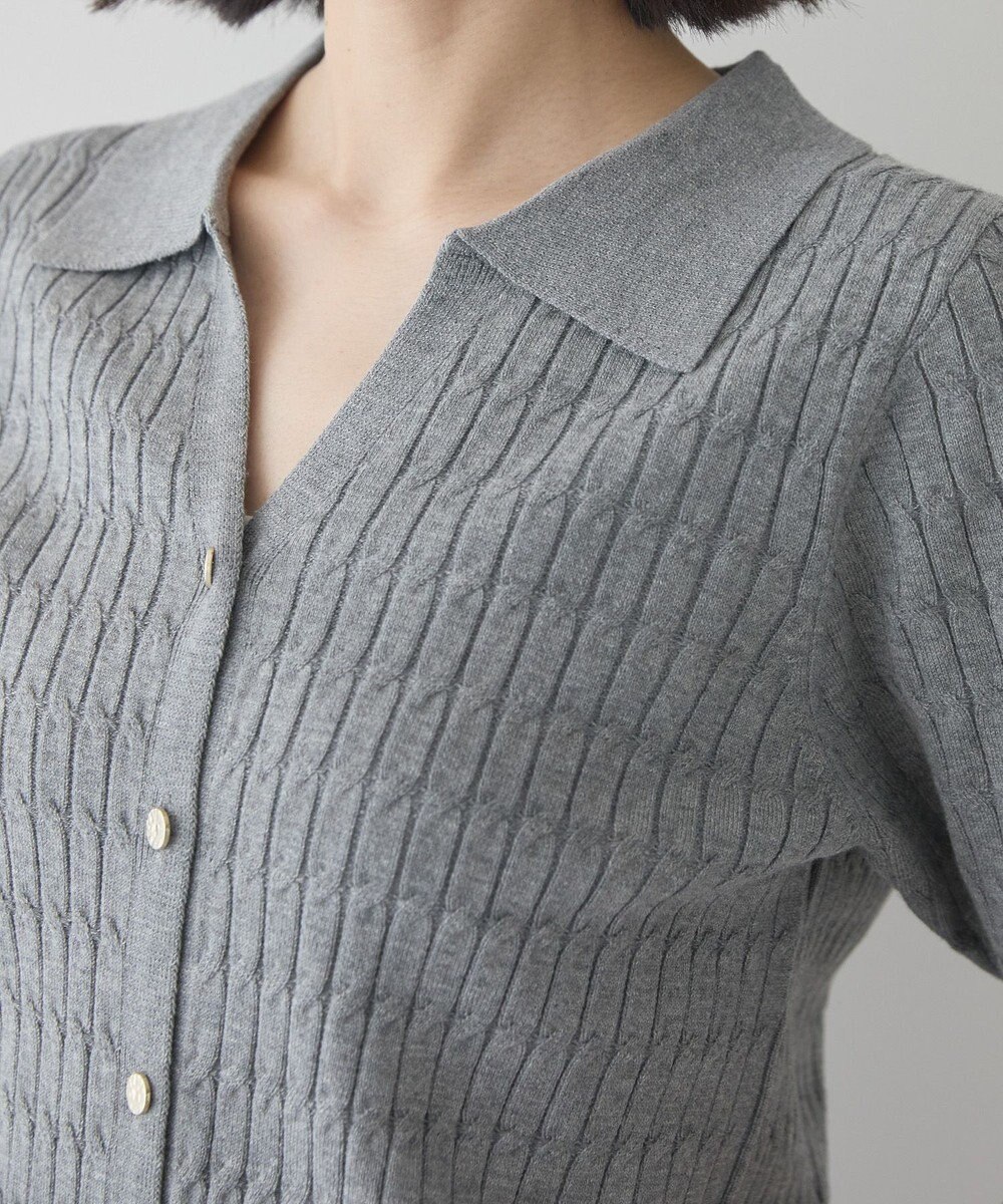 AMERICAN HOLIC 【2WAY】金ボタン衿付きケーブルプルオーバー 