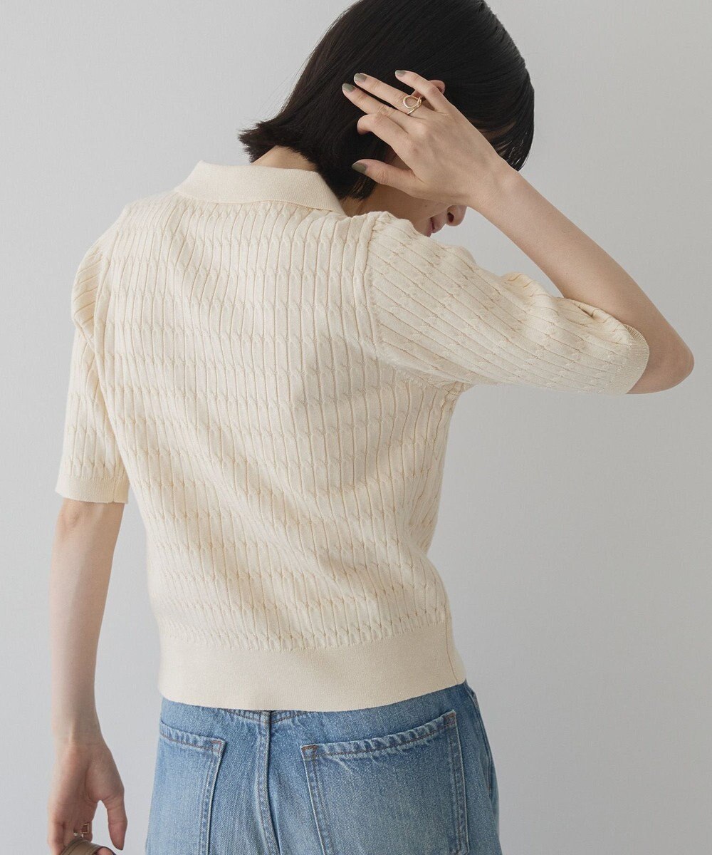 AMERICAN HOLIC 【2WAY】金ボタン衿付きケーブルプルオーバー 